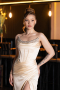 Abendkleid Lang Satin Gelb ABU6200