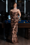 Abendkleid Lang Schuppig Kupfer ABU6202