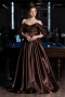 Abendkleid Lang Satin Braun ABU6201