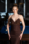 Abschlusskleid Lang Satin Braun ABU6152