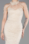 Beige Abendkleid Perlenbesetzt Lang ABU6073