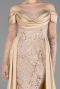 Abendkleid Lang Perlenbesetzt Gold ABU5934