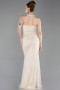 Beige Abendkleid Perlenbesetzt Lang ABU6073