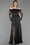 Standesamtkleid Lang Schwarz ABU6219
