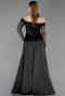 Standesamtkleid Lang Schwarz ABU6219
