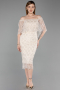 Partykleid Midi Perlenbesetzt Beige ABK2634