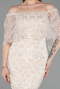 Partykleid Midi Perlenbesetzt Beige ABK2634