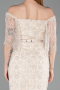 Partykleid Midi Perlenbesetzt Beige ABK2634