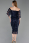 Partykleid Midi Perlenbesetzt Marineblau ABK2634