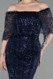 Partykleid Midi Perlenbesetzt Marineblau ABK2634