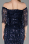 Partykleid Midi Perlenbesetzt Marineblau ABK2634