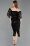 Partykleid Midi Perlenbesetzt Schwarz ABK2634