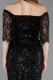 Partykleid Midi Perlenbesetzt Schwarz ABK2634
