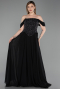 Abendkleid Lang Chiffon Schwarz ABU6221