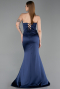 Abendkleid im Meerjungfrau-Stil Lang Satin Marineblau ABU6222