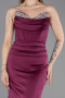 Abendkleid im Meerjungfrau-Stil Lang Satin Pflaume ABU6222