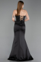 Abendkleid im Meerjungfrau-Stil Lang Satin Schwarz ABU6222