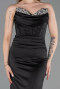 Abendkleid im Meerjungfrau-Stil Lang Satin Schwarz ABU6222