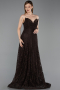 Abendkleid Lang Spitze Braun ABU6229