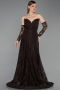 Abendkleid Lang Spitze Braun ABU6229