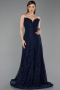 Abendkleid Lang Spitze Marineblau ABU6229