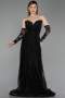 Abendkleid Lang Spitze Schwarz ABU6229