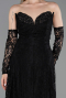 Abendkleid Lang Spitze Schwarz ABU6229