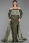 Abendkleid Lang Satin Khaki ABU6230