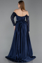 Abendkleid Lang Satin Marineblau ABU6230