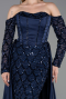Abendkleid Lang Satin Marineblau ABU6230