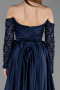 Abendkleid Lang Satin Marineblau ABU6230