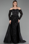 Abendkleid Lang Satin Schwarz ABU6230