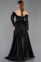 Abendkleid Lang Satin Schwarz ABU6230