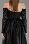 Abendkleid Lang Satin Schwarz ABU6230