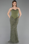 Abendkleid Lang Perlenbesetzt Khaki ABU6232