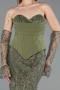 Abendkleid Lang Perlenbesetzt Khaki ABU6232