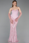 Abendkleid Lang Perlenbesetzt Puder ABU6232