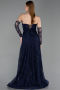 Abendkleid Lang Spitze Marineblau ABU6229