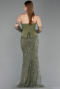 Abendkleid Lang Perlenbesetzt Khaki ABU6232