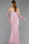 Abendkleid Lang Perlenbesetzt Puder ABU6232