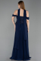 Bekleidung in Großen Größen Lang Chiffon Marineblau ABU6247