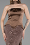 Abendkleid Lang Perlenbesetzt Braun ABU6234