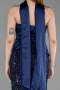 Abendkleid Lang Perlenbesetzt Marineblau ABU6234