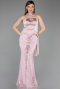 Abendkleid Lang Perlenbesetzt Puder ABU6234