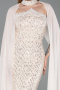 Abendkleid Lang Perlenbesetzt Beige ABU6236