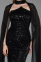 Abendkleid Lang Perlenbesetzt Schwarz ABU6236