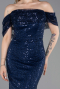 Abendkleid Lang Schuppig Marineblau ABU6237