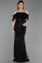 Abendkleid Lang Schuppig Schwarz ABU6237