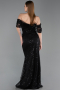 Abendkleid Lang Schuppig Schwarz ABU6237