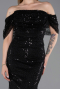 Abendkleid Lang Schuppig Schwarz ABU6237